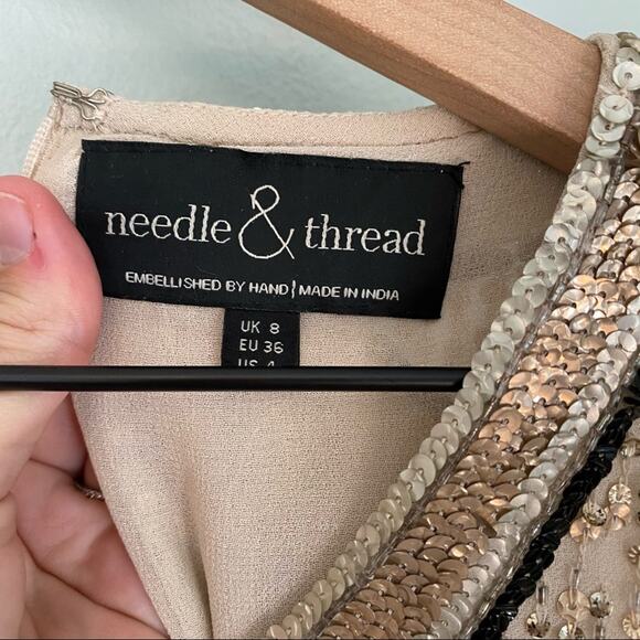 Needle & Thread Gold Sequin Mini Dress 4 - Picture 3 of 11